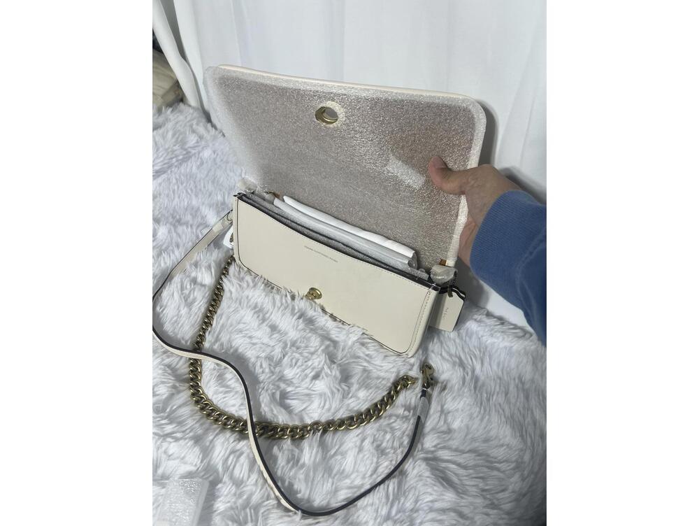 Coach Ivory Leather Crossbody Bag with Gold Chain Strap - Picture 6 of 12